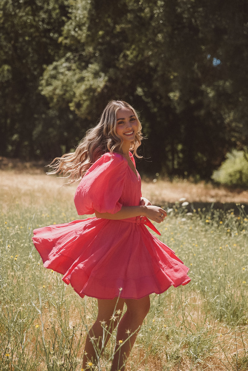 Naomi Fuchsia Belted Dress