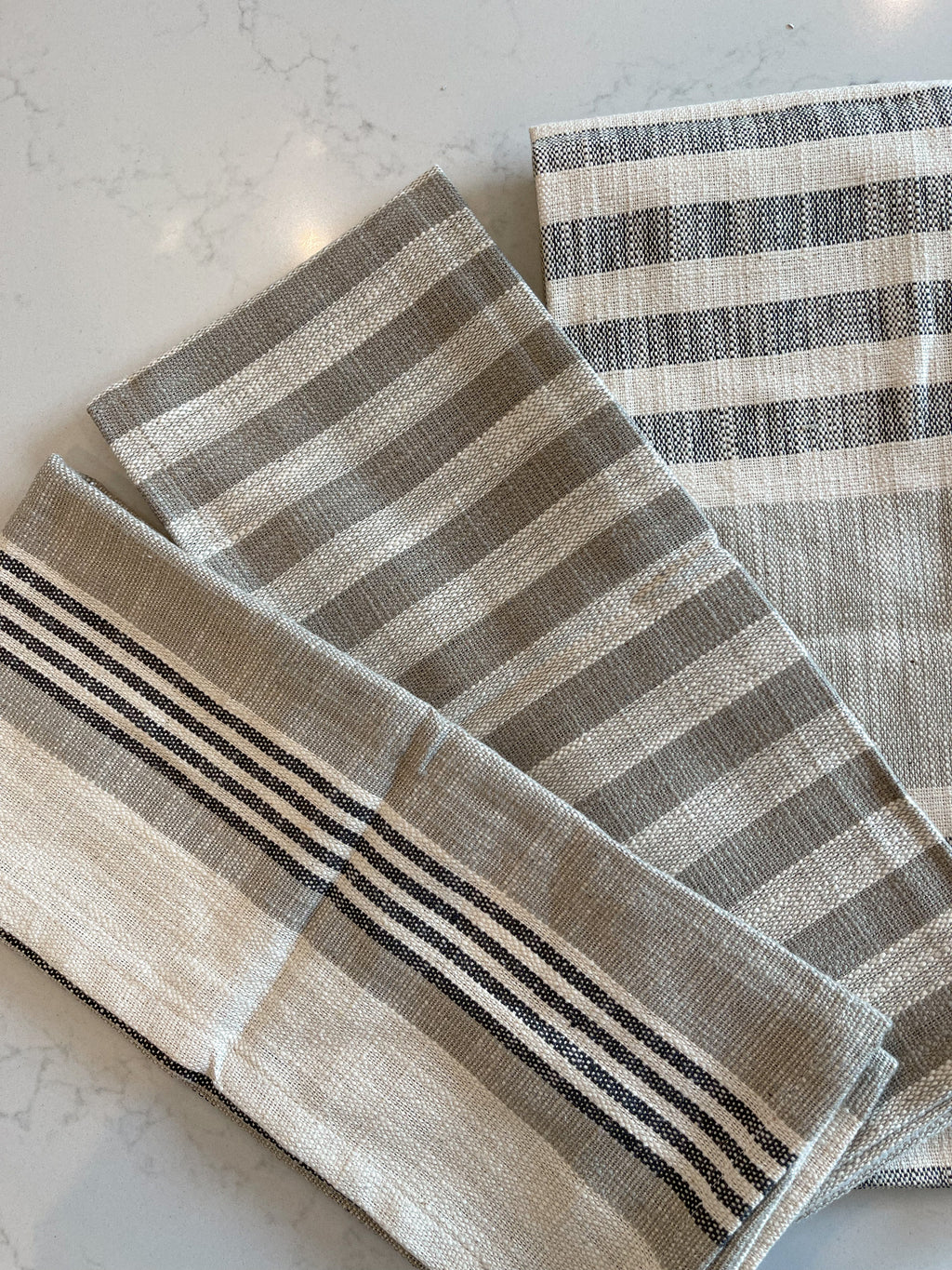 Santana Woven Cotton Striped Tea Towel w Tassels - Grey — THELIFESTYLEDCO  Shop