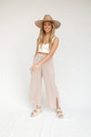 Elison Elastic Waist Taupe Pants - LLACIE 