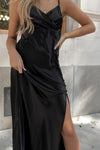 Meghan Black Side Slit Midi Dress - LLACIE 