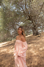 Christen Peach Linen Dress - LLACIE 