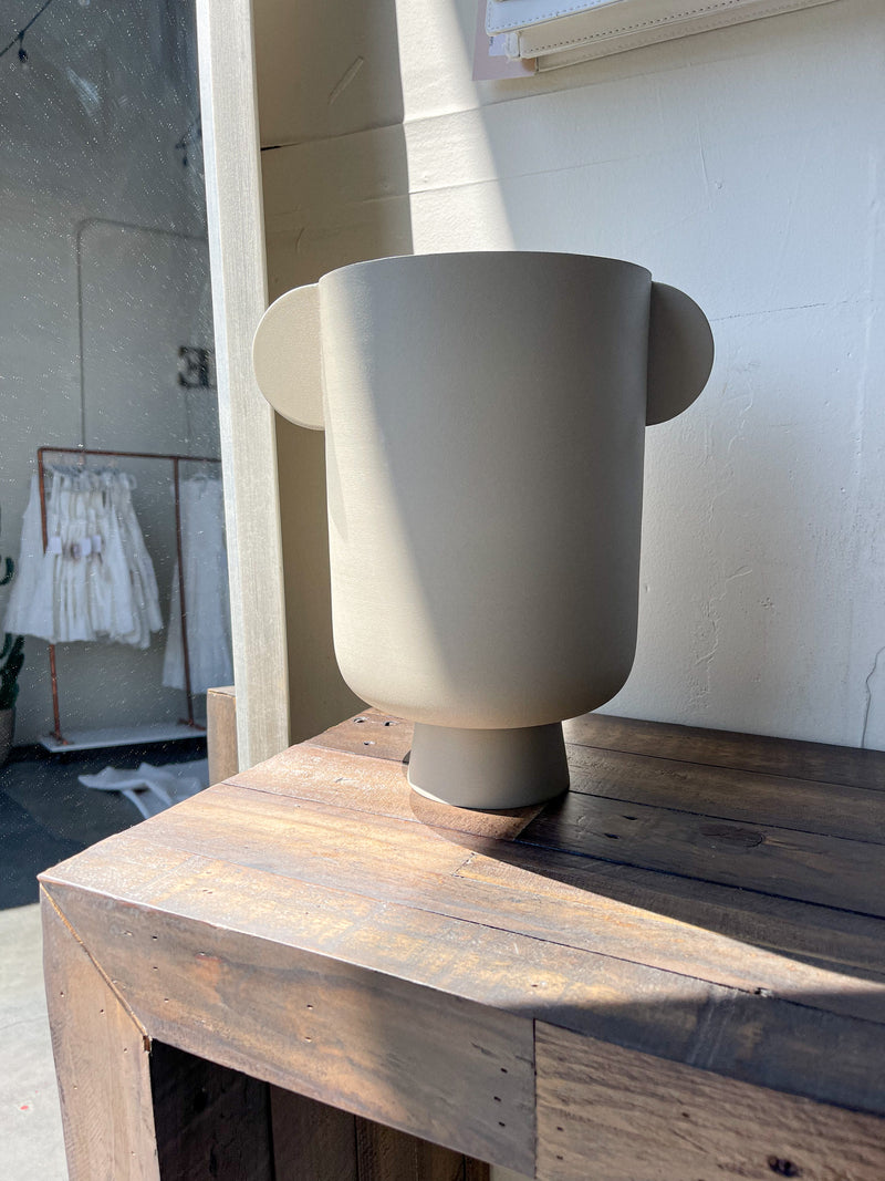 Matte Beige Metal Vase with Handles - LLACIE 