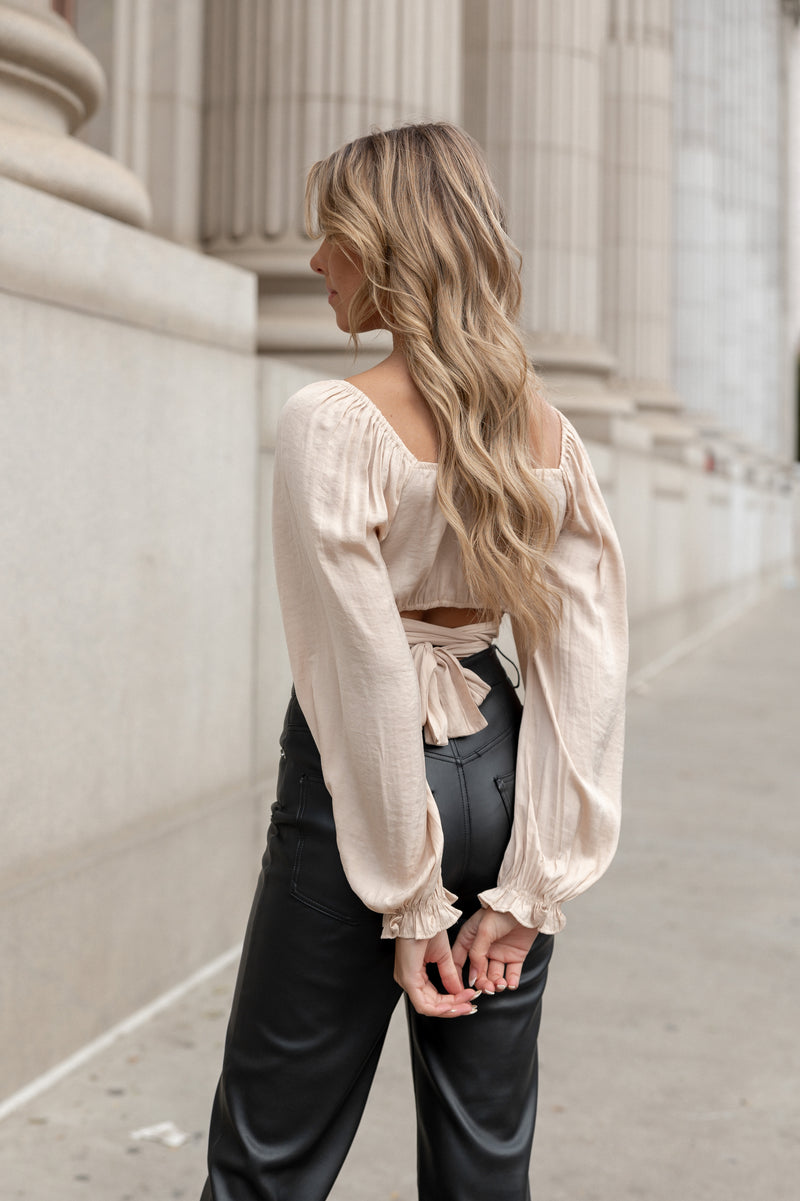 Bianca Taupe Front Twist Top - LLACIE 