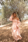 Christen Peach Linen Dress - LLACIE 