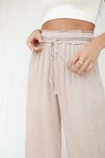 Elison Elastic Waist Taupe Pants - LLACIE 