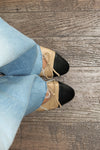 Natural Black Toe Ballet Flats