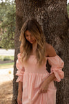 Christen Peach Linen Dress - LLACIE 